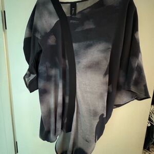 Zero + Maria Cornejo Black and Charcoal Watercolor Kimono Top